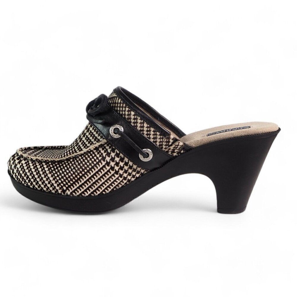 Sperry Top-Sider Houndtooth Cow Fur Clogs Black / White 9492125 Women's 10M - Picture 6 of 11